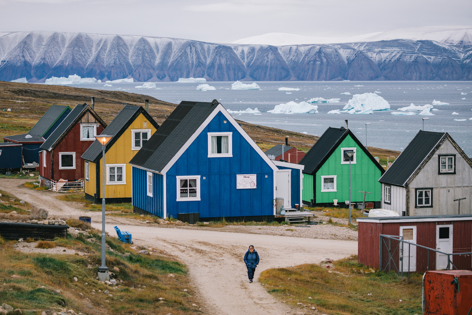 Colorful houses in an Inuit Arctic village.