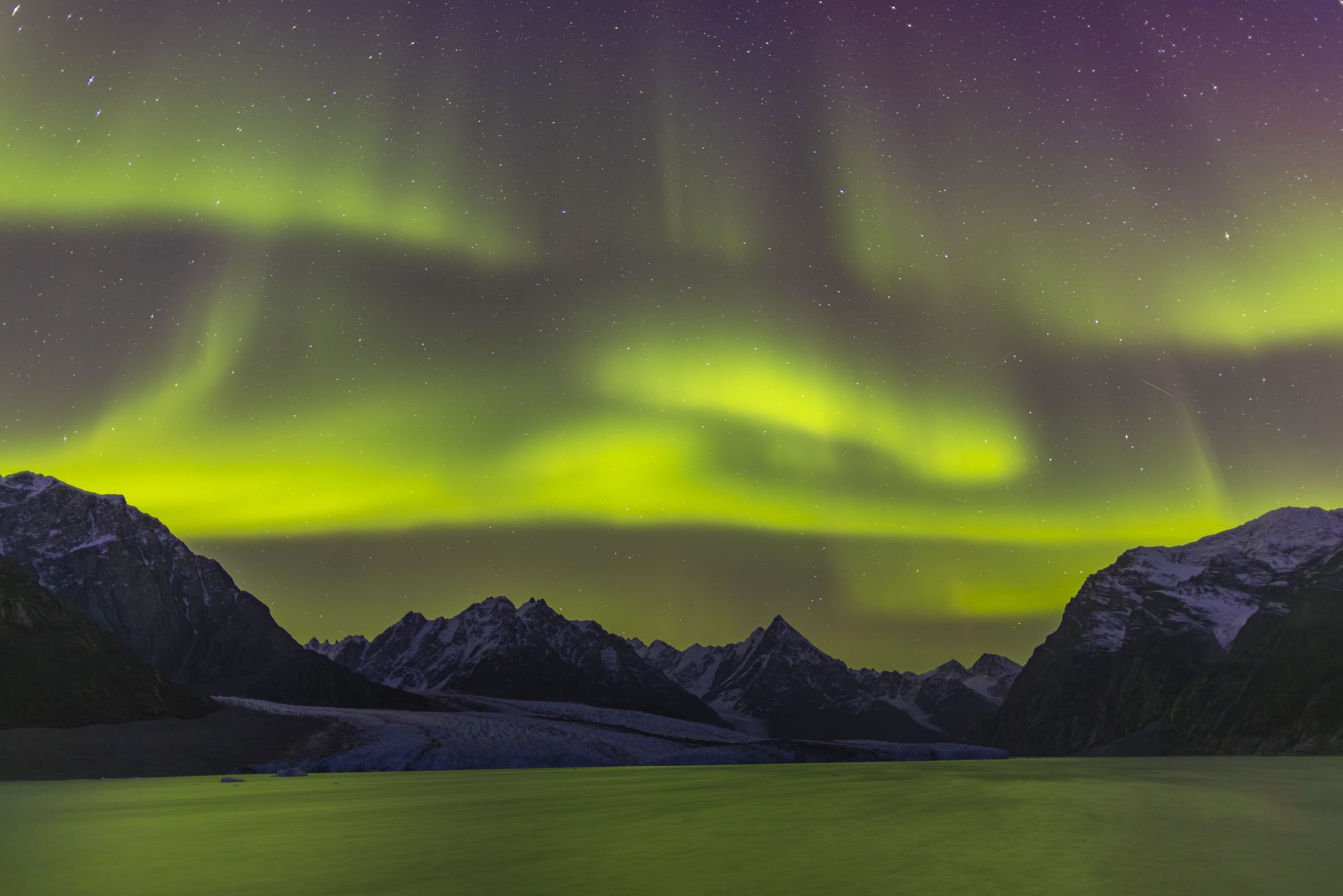 The northern lights in the sky above East Greenland.